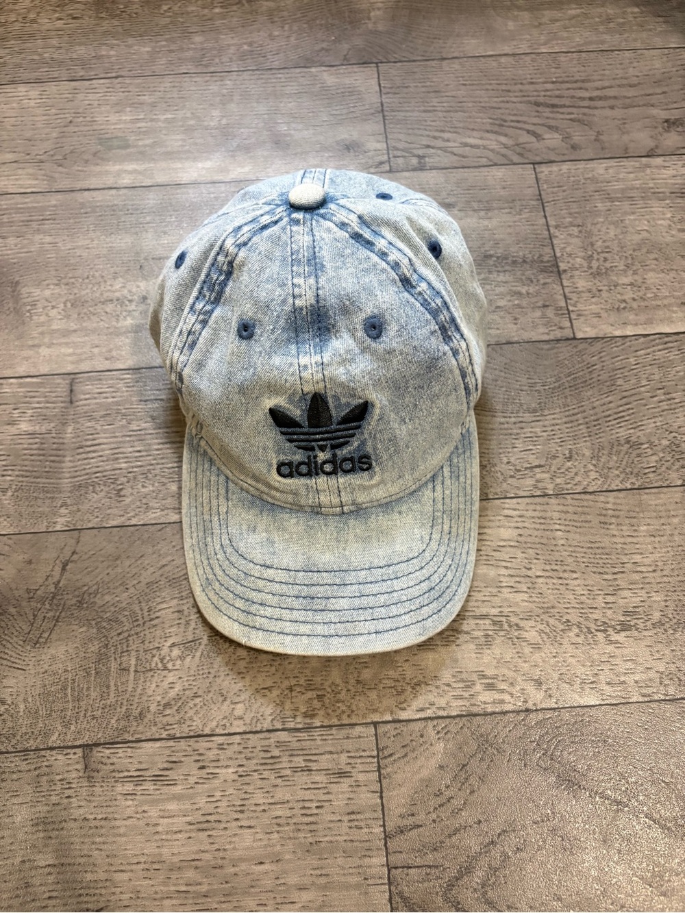 Adidas Light Wash Denim Cap with Navy Blue Logo